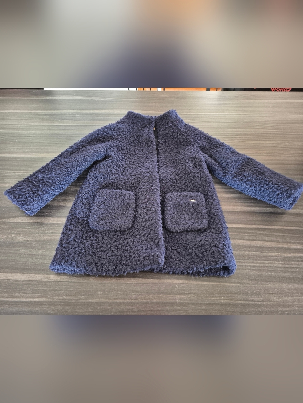 Mayoral Navy Sherpa Coat with Front Patch Pockets